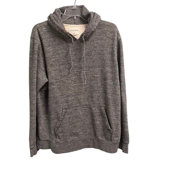 On The Byas Hooded Sweatshirt Size Large Gray Knit Pullover Hoodie Pocket - Picture 1 of 5